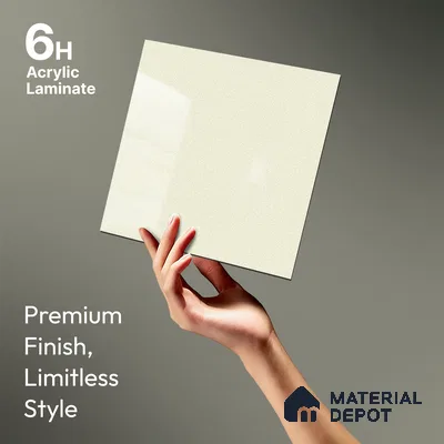 White Sparkle Look LM 23251 Soft Snow 8 ft x 4 ft High Gloss Finish 6H Anti Scratch Acrylic Laminate - 1.5 mm | Suitable for Kitchen Cabinet, TV Unit, Wardrobe