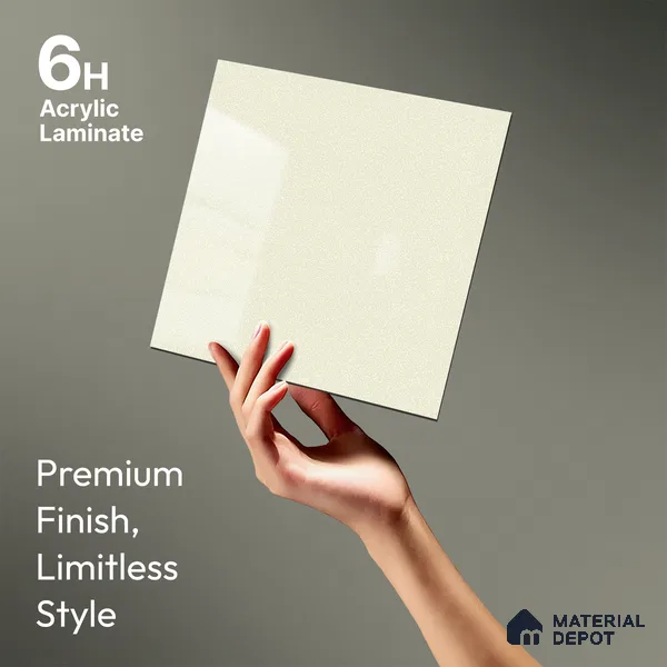 White Sparkle Look LM 23251 Soft Snow 8 ft x 4 ft High Gloss Finish 6H Anti Scratch Acrylic Laminate - 1.5 mm | Suitable for Kitchen Cabinet, TV Unit, Wardrobe