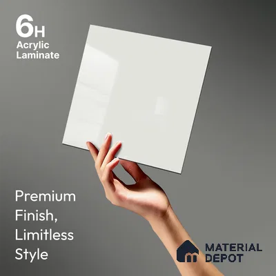 High Gloss White Solid Colors Look LM 23253 Coral Shell 8 ft x 4 ft High Gloss Finish 6H Anti Scratch Acrylic Laminate - 1.5 mm | Suitable for Living Room, Kitchen, Office