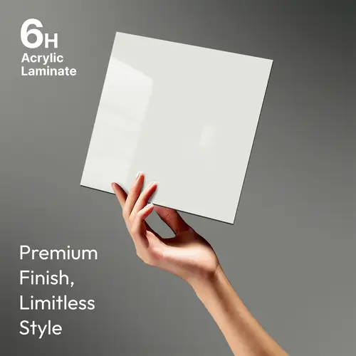 High Gloss White Solid Colors Look LM 23253 Coral Shell 8 ft x 4 ft High Gloss Finish 6H Anti Scratch Acrylic Laminate - 1.5 mm | Suitable for Living Room, Kitchen, Office