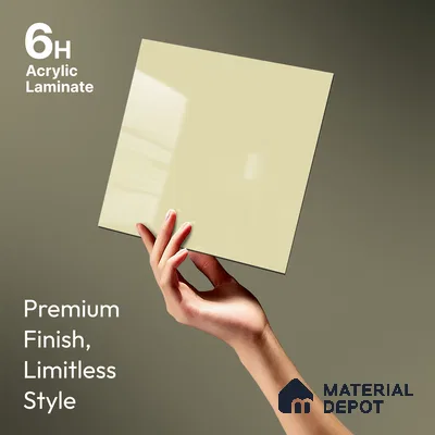 Pale Cream Solid Colors Look LM 23255 Pale Cream Tone 8 ft x 4 ft High Gloss Finish 6H Anti Scratch Acrylic Laminate - 1.5 mm | Suitable for Living Room, Kitchen, Office