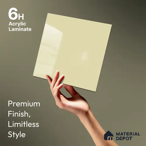 Pale Cream Solid Colors Look LM 23255 Pale Cream Tone 8 ft x 4 ft High Gloss Finish 6H Anti Scratch Acrylic Laminate - 1.5 mm | Suitable for Living Room, Kitchen, Office