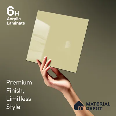 Beige Solid Colors Look LM 23256 Desert Ivory 8 ft x 4 ft High Gloss Finish 6H Anti Scratch Acrylic Laminate - 1.5 mm | Suitable for Living Room, Kitchen, Office