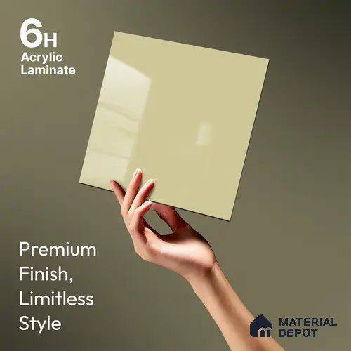 Beige Solid Colors Look LM 23256 Desert Ivory 8 ft x 4 ft High Gloss Finish 6H Anti Scratch Acrylic Laminate - 1.5 mm | Suitable for Living Room, Kitchen, Office