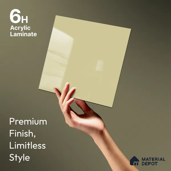 Beige Solid Colors Look LM 23256 Desert Ivory 8 ft x 4 ft High Gloss Finish 6H Anti Scratch Acrylic Laminate - 1.5 mm | Suitable for Living Room, Kitchen, Office