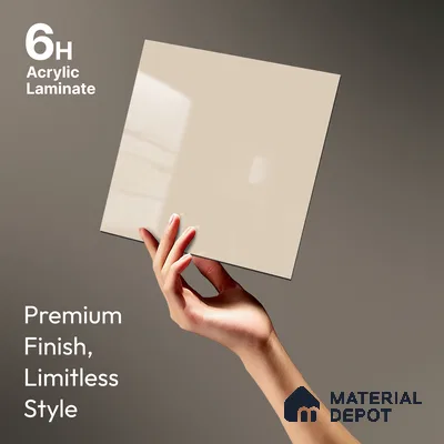 White Solid Colors Look LM 23258 Pale Pearl 8 ft x 4 ft High Gloss Finish 6H Anti Scratch Acrylic Laminate - 1.5 mm | Suitable for Living Room, Kitchen, Office