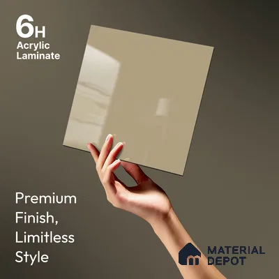Sunny Sand Beige Solid Colors Look LM 23259 Sunny Sand 8 ft x 4 ft High Gloss Finish 6H Anti Scratch Acrylic Laminate - 1.5 mm | Suitable for Living Room, Kitchen, Office