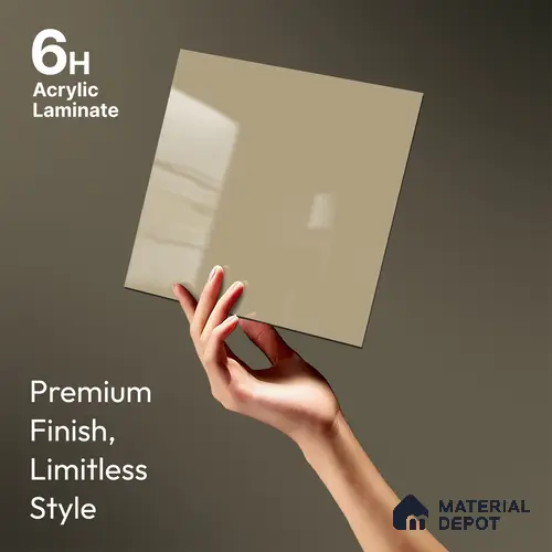 Sunny Sand Beige Solid Colors Look LM 23259 Sunny Sand 8 ft x 4 ft High Gloss Finish 6H Anti Scratch Acrylic Laminate - 1.5 mm | Suitable for Living Room, Kitchen, Office