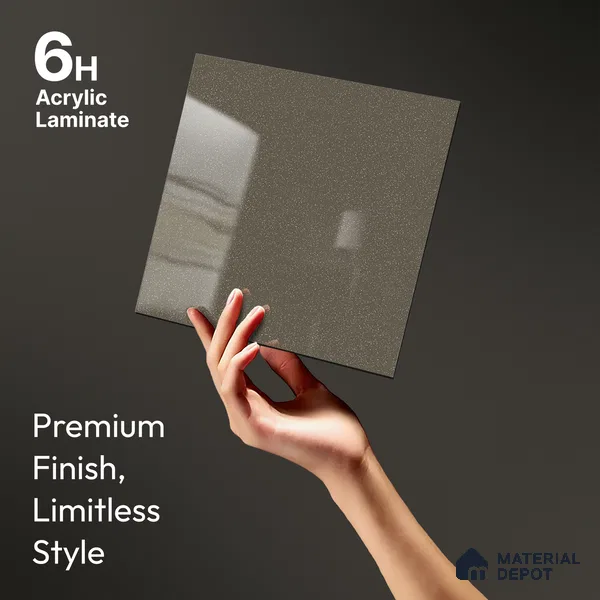 Grey Sparkle Look LM 23261 Smog 8 ft x 4 ft High Gloss Finish 6H Anti Scratch Acrylic Laminate - 1.5 mm | Suitable for Kitchen Cabinet, TV Unit, Wardrobe