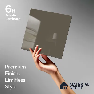 Grey Solid Colors Look LM 23262 Light Mocha 8 ft x 4 ft High Gloss Finish 6H Anti Scratch Acrylic Laminate - 1.5 mm | Suitable for Living Room, Kitchen, Office