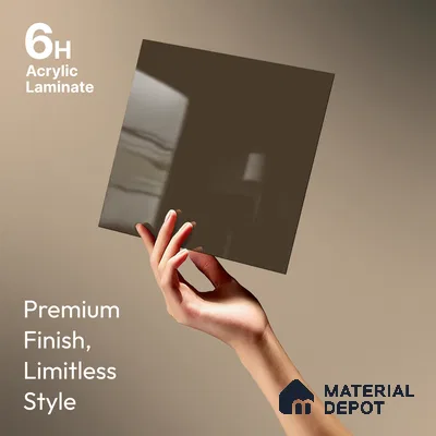 Deep Taupe Solid Colors Look LM 23264 Sand Dune 8 ft x 4 ft High Gloss Finish 6H Anti Scratch Acrylic Laminate - 1.5 mm | Suitable for Living Room, Kitchen, Office