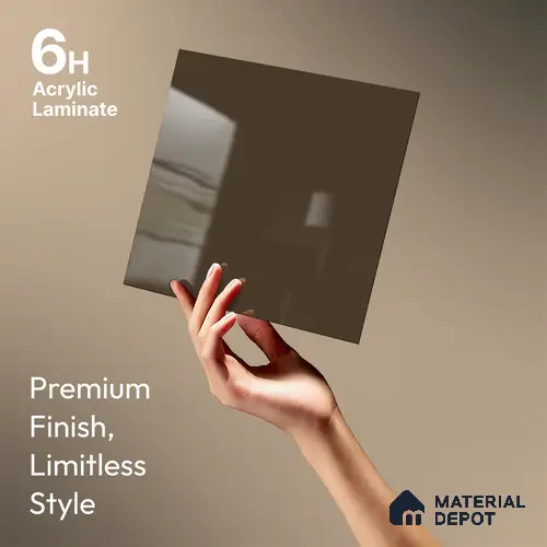 Deep Taupe Solid Colors Look LM 23264 Sand Dune 8 ft x 4 ft High Gloss Finish 6H Anti Scratch Acrylic Laminate - 1.5 mm | Suitable for Living Room, Kitchen, Office