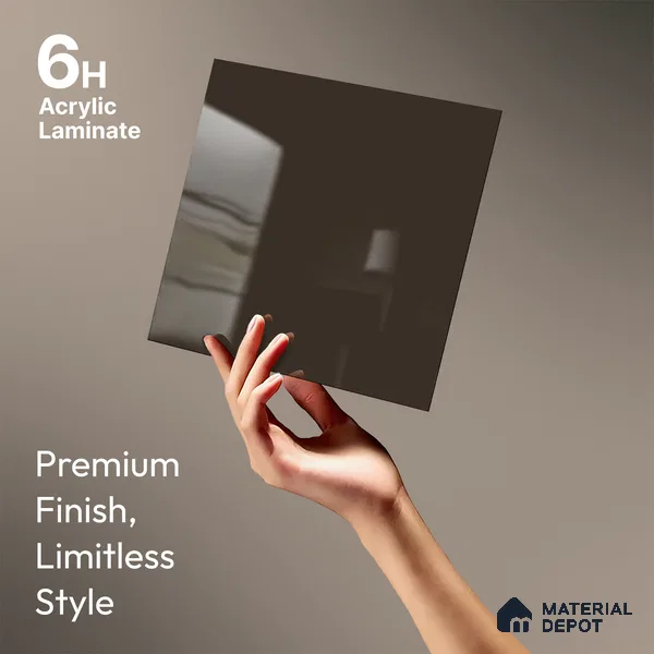 Wenge Brown Solid Colors Look LM 23265 Wenge Brown 8 ft x 4 ft High Gloss Finish 6H Anti Scratch Acrylic Laminate - 1.5 mm | Suitable for Living Room, Kitchen, Office