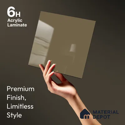 Taupe Brown Solid Colors Look LM 23266 Bonewhite 8 ft x 4 ft High Gloss Finish 6H Anti Scratch Acrylic Laminate - 1.5 mm | Suitable for Living Room, Kitchen, Office