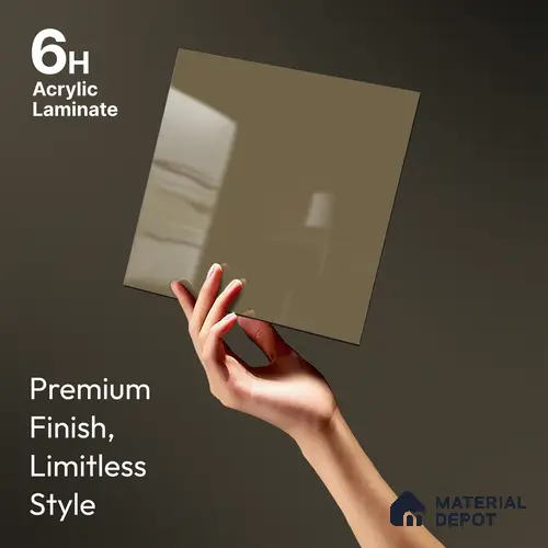 Taupe Brown Solid Colors Look LM 23266 Bonewhite 8 ft x 4 ft High Gloss Finish 6H Anti Scratch Acrylic Laminate - 1.5 mm | Suitable for Living Room, Kitchen, Office