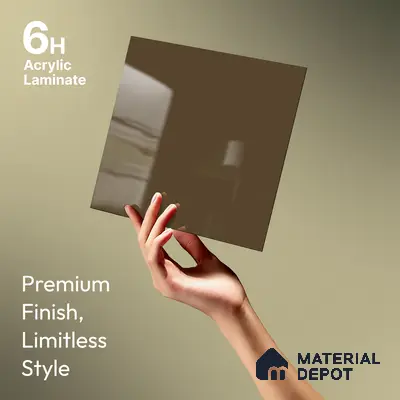 Milk Chocolate Brown Solid Colors Look LM 23268 Milk Chocolate 8 ft x 4 ft High Gloss Finish 6H Anti Scratch Acrylic Laminate - 1.5 mm | Suitable for Living Room, Kitchen, Office
