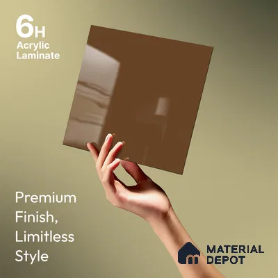 Rustic Earth Brown Solid Colors Look LM 23269 Rustic Earth 8 ft x 4 ft High Gloss Finish 6H Anti Scratch Acrylic Laminate - 1.5 mm | Suitable for Living Room, Kitchen, Office