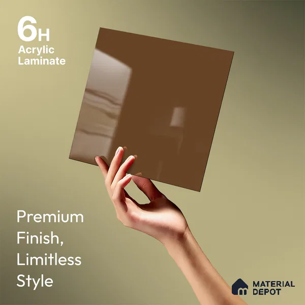 Rustic Earth Brown Solid Colors Look LM 23269 Rustic Earth 8 ft x 4 ft High Gloss Finish 6H Anti Scratch Acrylic Laminate - 1.5 mm | Suitable for Living Room, Kitchen, Office