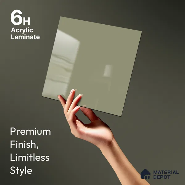 Sage Beige Solid Colors Look LM 23271 Hill Crest 8 ft x 4 ft High Gloss Finish 6H Anti Scratch Acrylic Laminate - 1.5 mm | Suitable for Living Room, Kitchen, Office
