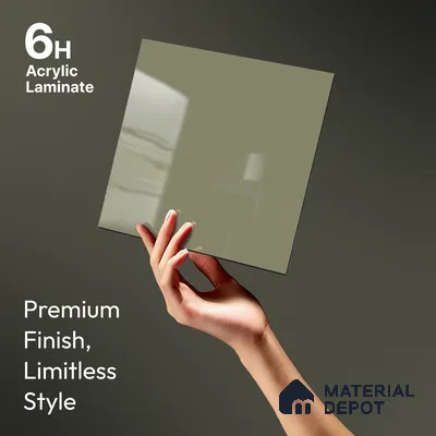 Iced Silver Grey Solid Colors Look LM 23272 Iced Iced Silver Grey 8 ft x 4 ft High Gloss Finish 6H Anti Scratch Acrylic Laminate - 1.5 mm | Suitable for Living Room, Kitchen, Office