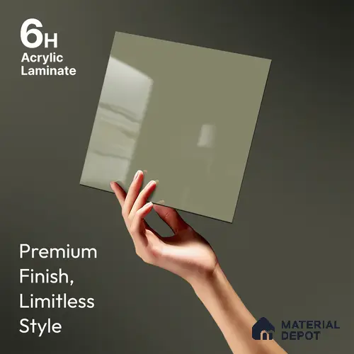 Iced Silver Grey Solid Colors Look LM 23272 Iced Iced Silver Grey 8 ft x 4 ft High Gloss Finish 6H Anti Scratch Acrylic Laminate - 1.5 mm | Suitable for Living Room, Kitchen, Office