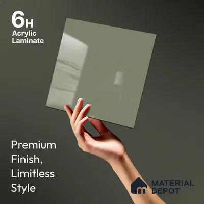 Sage Grey Solid Colors Look LM 23275 Winter Nip 8 ft x 4 ft High Gloss Finish 6H Anti Scratch Acrylic Laminate - 1.5 mm | Suitable for Living Room, Kitchen, Office