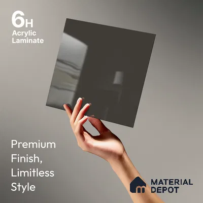 Charcoal Grey Solid Colors Look LM 23282 Mauve Fog 8 ft x 4 ft High Gloss Finish 6H Anti Scratch Acrylic Laminate - 1.5 mm | Suitable for Living Room, Kitchen, Office