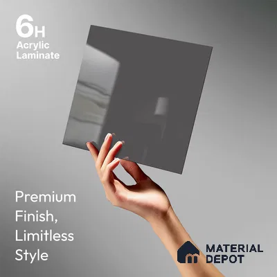 Grey Solid Colors Look LM 23284 Planet Grey 8 ft x 4 ft High Gloss Finish 6H Anti Scratch Acrylic Laminate - 1.5 mm | Suitable for Living Room, Kitchen, Office