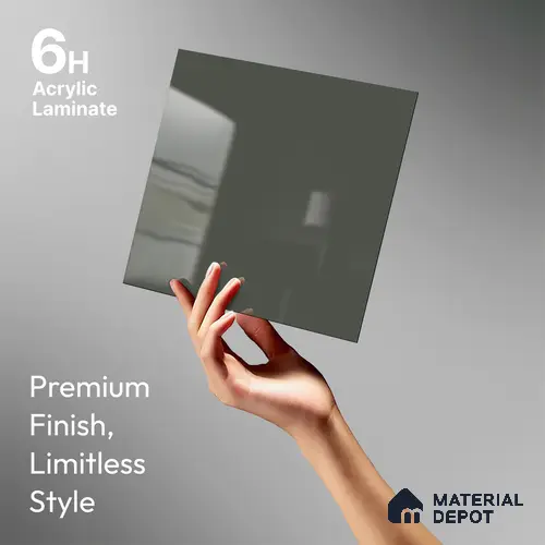 Cold Flint Grey Solid Colors Look LM 23286 Cold Flint 8 ft x 4 ft High Gloss Finish 6H Anti Scratch Acrylic Laminate - 1.5 mm | Suitable for Living Room, Kitchen, Office