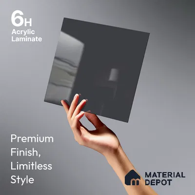 Charcoal Grey Solid Colors Look LM 23287 Sky Tint 8 ft x 4 ft High Gloss Finish 6H Anti Scratch Acrylic Laminate - 1.5 mm | Suitable for Living Room, Kitchen, Office