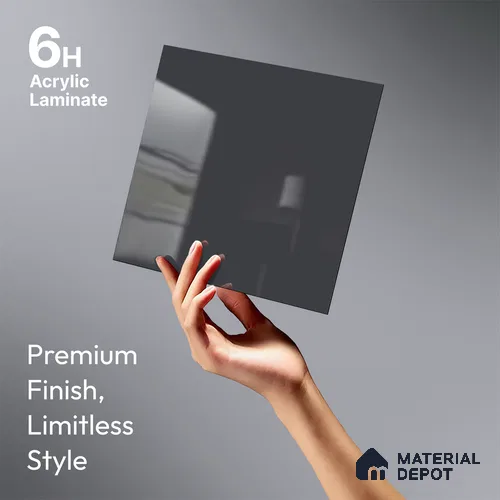 Charcoal Grey Solid Colors Look LM 23287 Sky Tint 8 ft x 4 ft High Gloss Finish 6H Anti Scratch Acrylic Laminate - 1.5 mm | Suitable for Living Room, Kitchen, Office