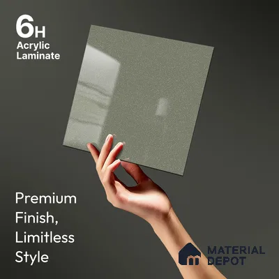 Grey Sparkle Look LM 23288 Ash Silver 8 ft x 4 ft High Gloss Finish 6H Anti Scratch Acrylic Laminate - 1.5 mm | Suitable for Kitchen Cabinet, TV Unit, Wardrobe