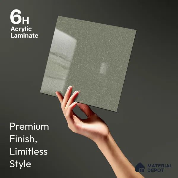 Grey Sparkle Look LM 23288 Ash Silver 8 ft x 4 ft High Gloss Finish 6H Anti Scratch Acrylic Laminate - 1.5 mm | Suitable for Kitchen Cabinet, TV Unit, Wardrobe