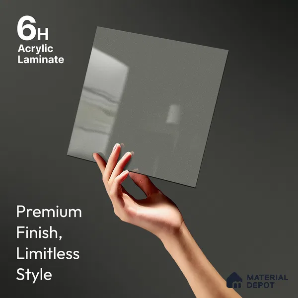 Grey Sparkle Look LM 23289 Metallic Grey 8 ft x 4 ft High Gloss Finish 6H Anti Scratch Acrylic Laminate - 1.5 mm | Suitable for Kitchen Cabinet, TV Unit, Wardrobe