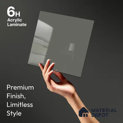 Grey Solid Colors Look LM 23290 Dove Grey 8 ft x 4 ft High Gloss Finish 6H Anti Scratch Acrylic Laminate - 1.5 mm | Suitable for Living Room, Kitchen, Office