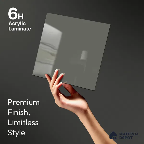 Grey Solid Colors Look LM 23290 Dove Grey 8 ft x 4 ft High Gloss Finish 6H Anti Scratch Acrylic Laminate - 1.5 mm | Suitable for Living Room, Kitchen, Office