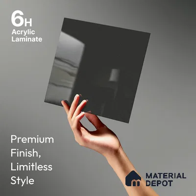 Grey Sparkle Look LM 23292 Pencil Sketch 8 ft x 4 ft High Gloss Finish 6H Anti Scratch Acrylic Laminate - 1.5 mm | Suitable for Kitchen Cabinet, TV Unit, Wardrobe