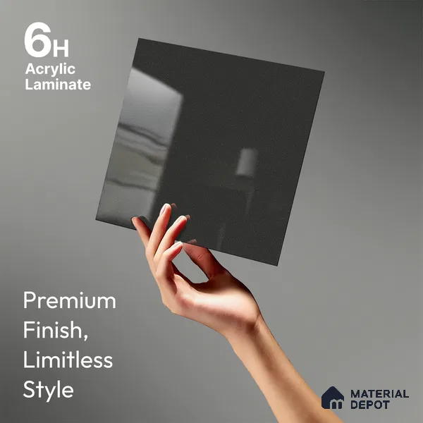 Grey Sparkle Look LM 23292 Pencil Sketch 8 ft x 4 ft High Gloss Finish 6H Anti Scratch Acrylic Laminate - 1.5 mm | Suitable for Kitchen Cabinet, TV Unit, Wardrobe