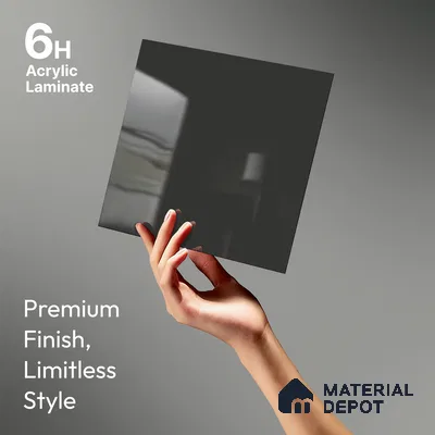 Charcoal Grey Solid Colors Look LM 23293 Charcoal Grey Hare 8 ft x 4 ft High Gloss Finish 6H Anti Scratch Acrylic Laminate - 1.5 mm | Suitable for Living Room, Kitchen, Office