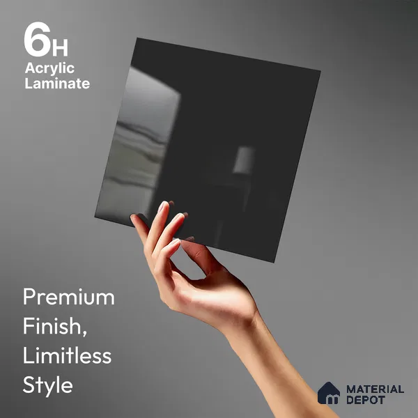 Charcoal Grey Solid Colors Look LM 23294 Coal Mine 8 ft x 4 ft High Gloss Finish 6H Anti Scratch Acrylic Laminate - 1.5 mm | Suitable for Living Room, Kitchen, Office