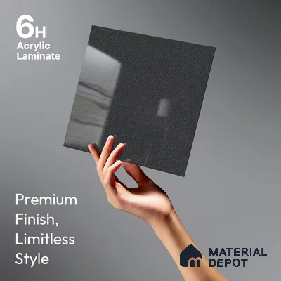 Grey Sparkle Look LM 23296 Elephanta Grey 8 ft x 4 ft High Gloss Finish 6H Anti Scratch Acrylic Laminate - 1.5 mm | Suitable for Kitchen Cabinet, TV Unit, Wardrobe