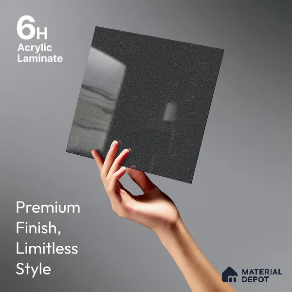 Grey Sparkle Look LM 23296 Elephanta Grey 8 ft x 4 ft High Gloss Finish 6H Anti Scratch Acrylic Laminate - 1.5 mm | Suitable for Kitchen Cabinet, TV Unit, Wardrobe