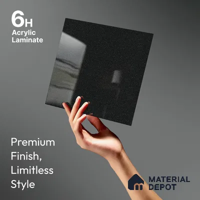 Grey Sparkle Look LM 23297 Charcoal Chalk 8 ft x 4 ft High Gloss Finish 6H Anti Scratch Acrylic Laminate - 1.5 mm | Suitable for Kitchen Cabinet, TV Unit, Wardrobe