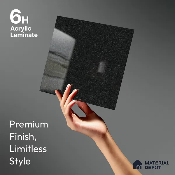 Grey Sparkle Look LM 23297 Charcoal Chalk 8 ft x 4 ft High Gloss Finish 6H Anti Scratch Acrylic Laminate - 1.5 mm | Suitable for Kitchen Cabinet, TV Unit, Wardrobe
