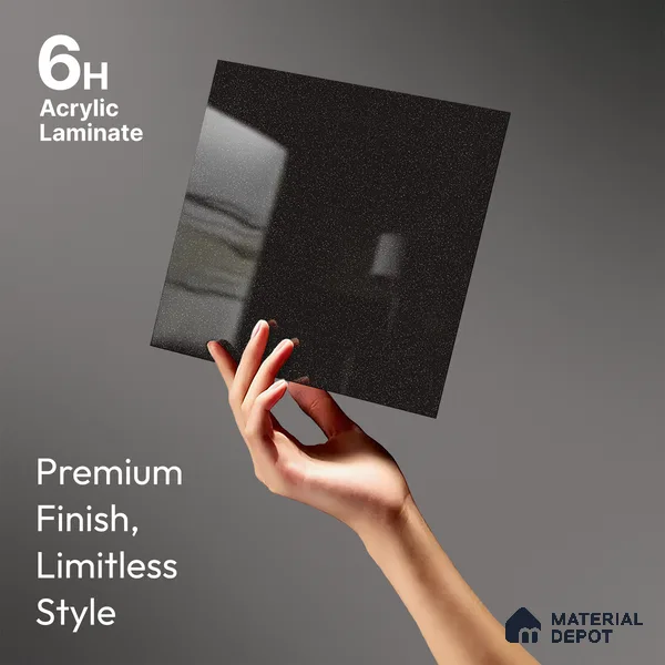 Grey Sparkle Look LM 23298 Dark Thunder 8 ft x 4 ft High Gloss Finish 6H Anti Scratch Acrylic Laminate - 1.5 mm | Suitable for Kitchen Cabinet, TV Unit, Wardrobe