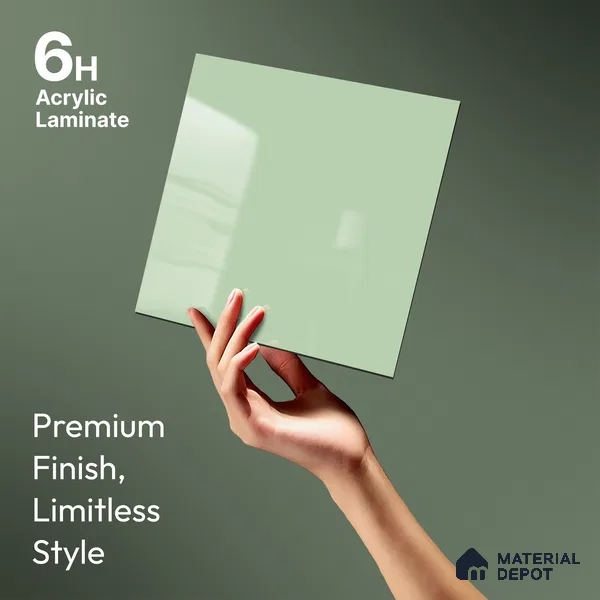 Pale Mint Green Solid Colors Look LM 23299 Ocean Spray 8 ft x 4 ft High Gloss Finish 6H Anti Scratch Acrylic Laminate - 1.5 mm | Suitable for Living Room, Kitchen, Office