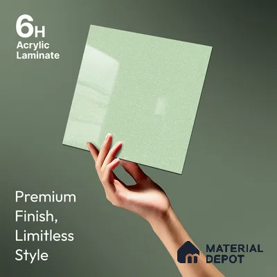 Green Sparkle Look LM 23300 Tranquil Green 8 ft x 4 ft High Gloss Finish 6H Anti Scratch Acrylic Laminate - 1.5 mm | Suitable for Kitchen Cabinet, TV Unit, Wardrobe