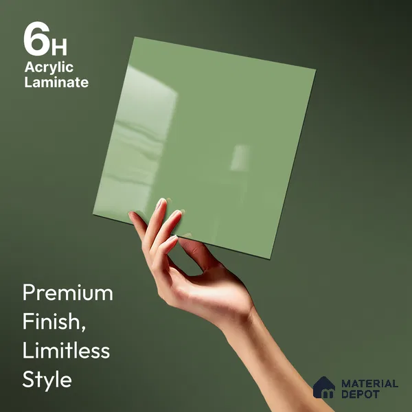 Mint Green Solid Colors Look LM 23302 Mint Essence 8 ft x 4 ft High Gloss Finish 6H Anti Scratch Acrylic Laminate - 1.5 mm | Suitable for Living Room, Kitchen, Office