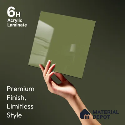 Green Sparkle Look LM 23305 Flowing Green 8 ft x 4 ft High Gloss Finish 6H Anti Scratch Acrylic Laminate - 1.5 mm | Suitable for Kitchen Cabinet, TV Unit, Wardrobe