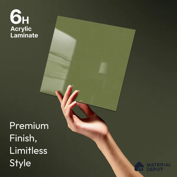 Green Sparkle Look LM 23305 Flowing Green 8 ft x 4 ft High Gloss Finish 6H Anti Scratch Acrylic Laminate - 1.5 mm | Suitable for Kitchen Cabinet, TV Unit, Wardrobe